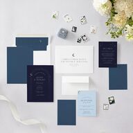 Celestial Arch Wedding Invitations Gold Navy Signature Blank No Standard