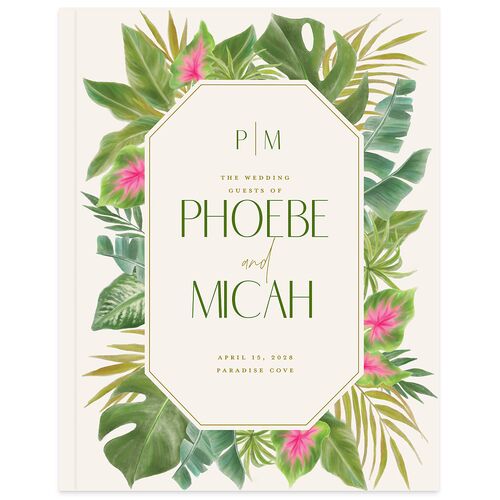 Hawaiian Tropical Monstera Frame Guest Books Scottish Green