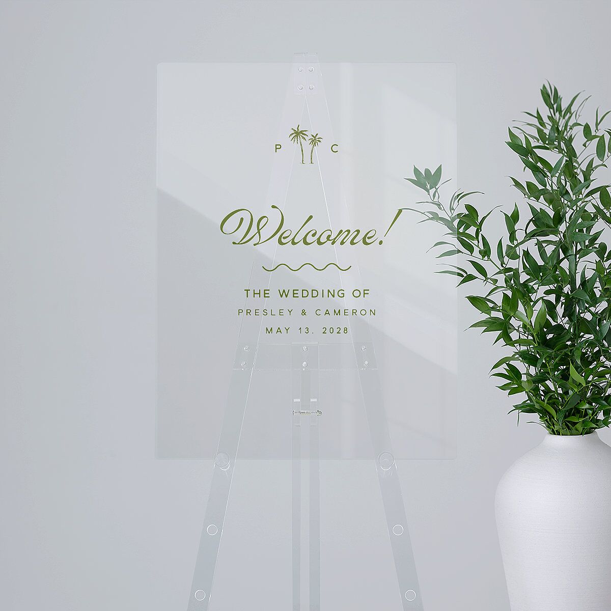 Cabana Stripes Acrylic Welcome Sign Medium Olive Standard Acrylic M Welcome