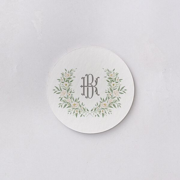 Luxury Floral Monogram Wedding Day Coasters Cotton Cardboard Circle