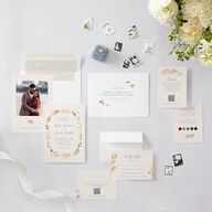 Leafy Garland Foil Wedding Invitations Gold Champagne Signature Blank No Standard