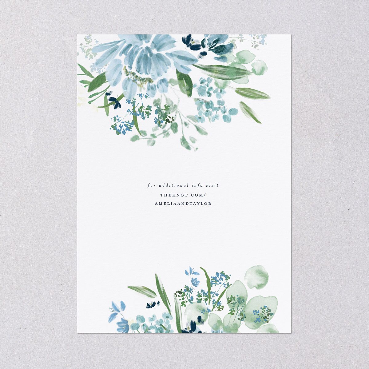 In Bloom Save The Date Cards Moody Blue Signature smooth Blank No Standard