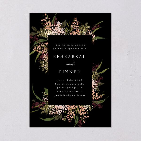 Moody Romance Rehearsal Dinner Invitations Midnight Signature Blank