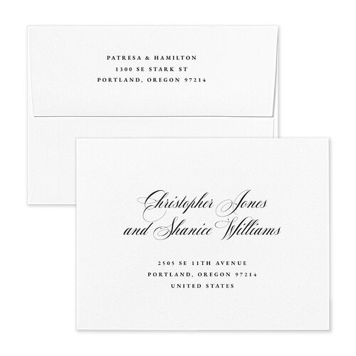 Opulent Garden Thank You Card Envelopes White Slate Both Recipient and Return Addresses Signature Standard