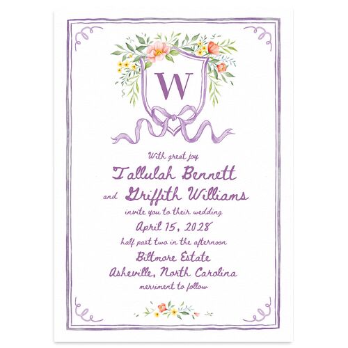 Countryside Crest Wedding Invitations Orchid Signature Blank No Standard