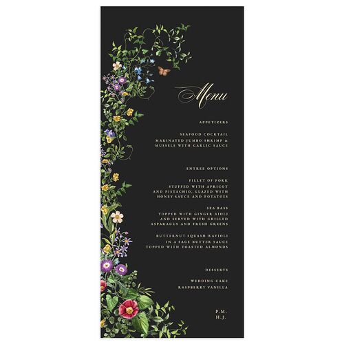 Opulent Garden Menus Charcoal Signature