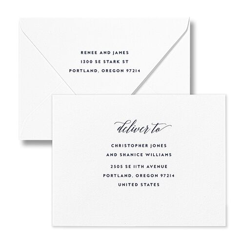 We Do Thank You Card Euro Envelopes White Navy Both Recipient and Return Addresses Luxe Signature