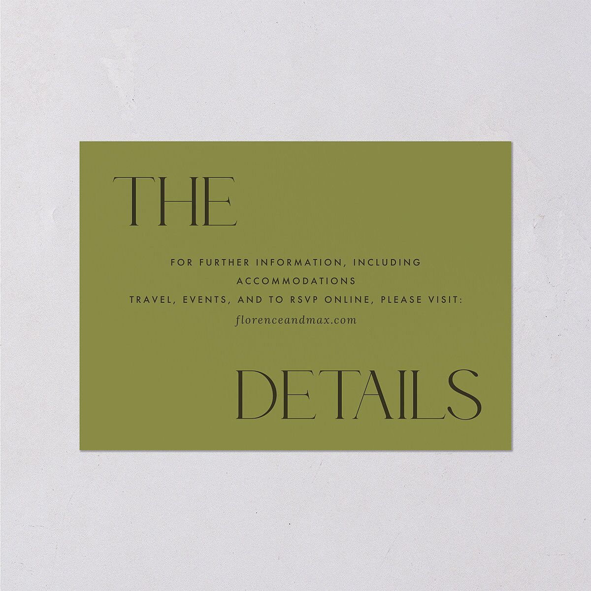 Modern Initials Wedding Event Detail Cards Olive Signature Standard