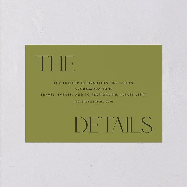 Modern Initials Wedding Event Detail Cards Olive Signature Standard
