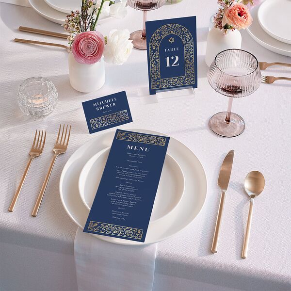 Jewish Chuppah Menus Gold Maritime Signature