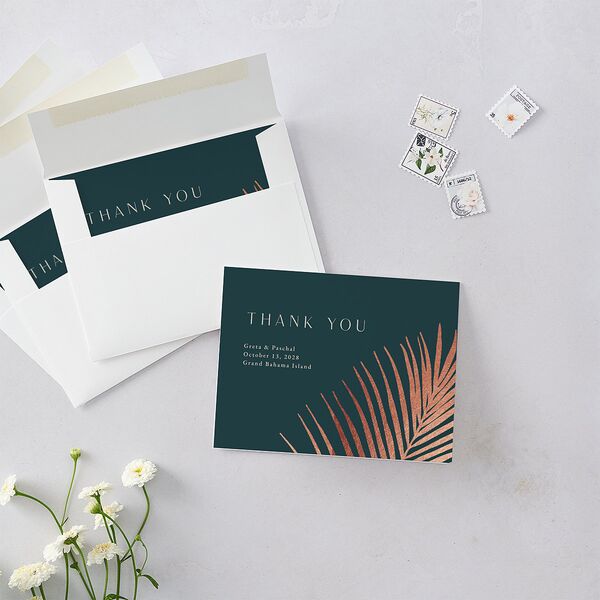 Lavish Palm Thank You Cards Rose Gold Deep Lake Signature
