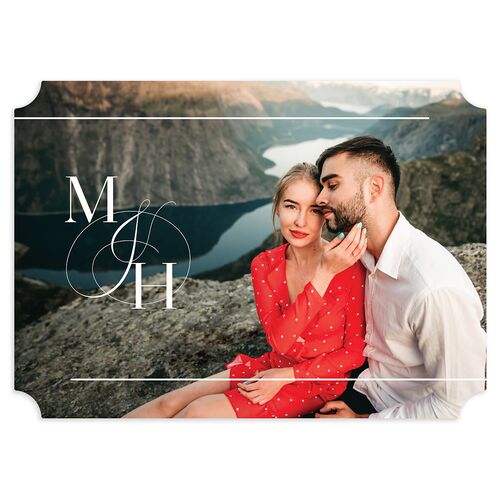Classic Monogram Save The Date Cards Emerald Signature smooth Blank No Ticket