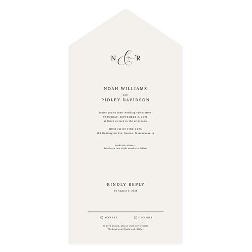 Elegant Polished Minimalist All-in-One Wedding Invitations Linen Signature Light Both Recipient and Return Addresses No