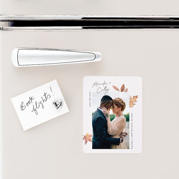 Falling Leaves Save The Date Magnets Chestnut Magnet Paper