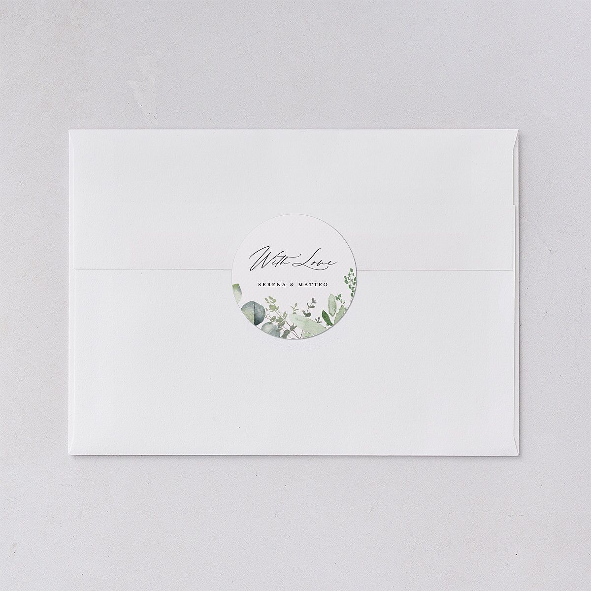 Shining Greenery Wedding Stickers Off-White Circle