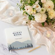 Vintage Mountain Wedding Guest Book Dusty Blue