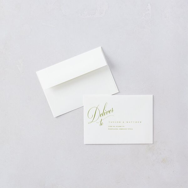 Modern Wedding Of Calligraphy Response Card Envelopes White Chartreuse Return Address Signature Standard