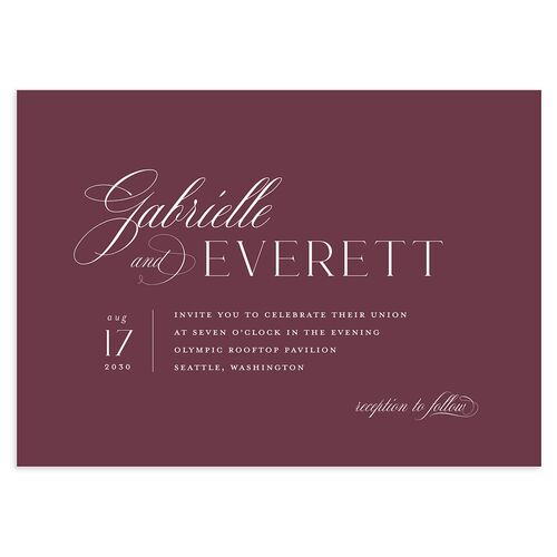 Opposites Attract Wedding Invitations Eggplant Signature Blank No