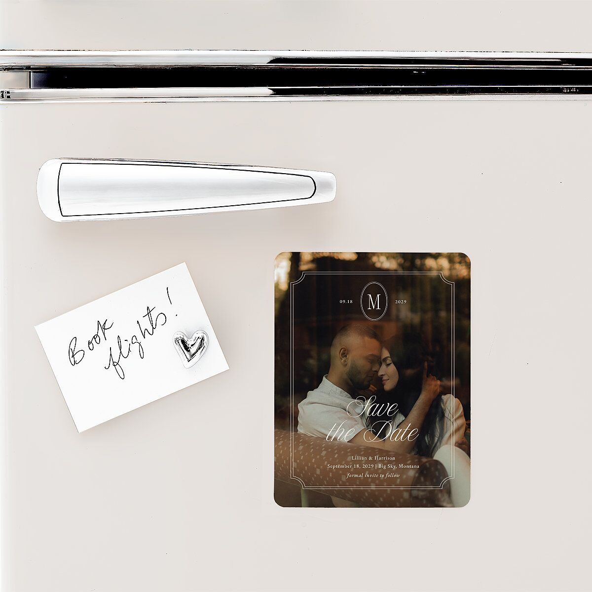 Elegant Oval Monogram Save The Date Magnets Sand Magnet Paper