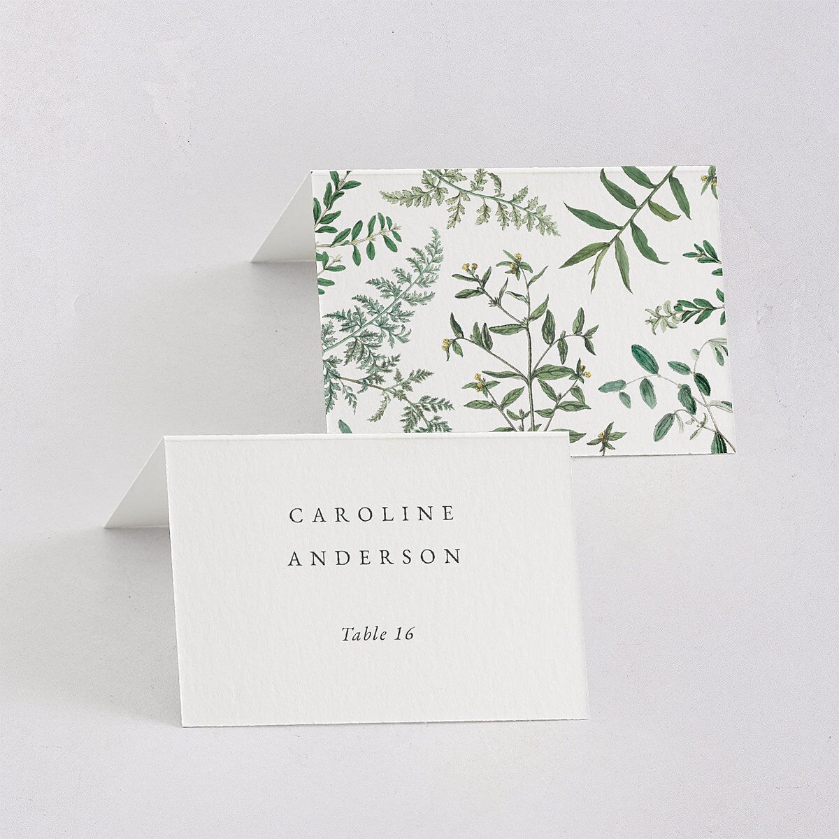 Delicate Greenery Place Cards Pure White Signature
