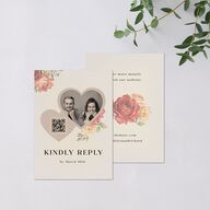 Vintage Awkward Photo Hearts QR Code RSVP Cards Barely Peach Signature Standard