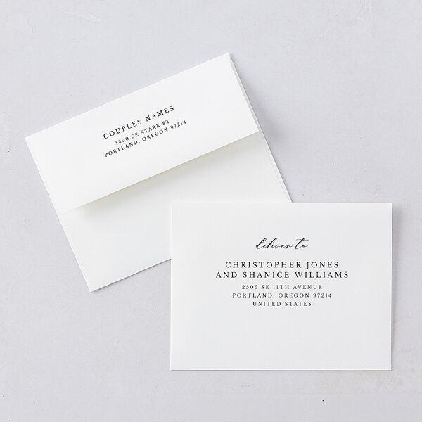 Eucalyptus Frame Thank You Card Envelopes Standard Pure White White Both Recipient and Return Addresses Signature