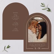Monogram Arch Foil Wedding Invitations Gold Walnut Signature Blank Arch No