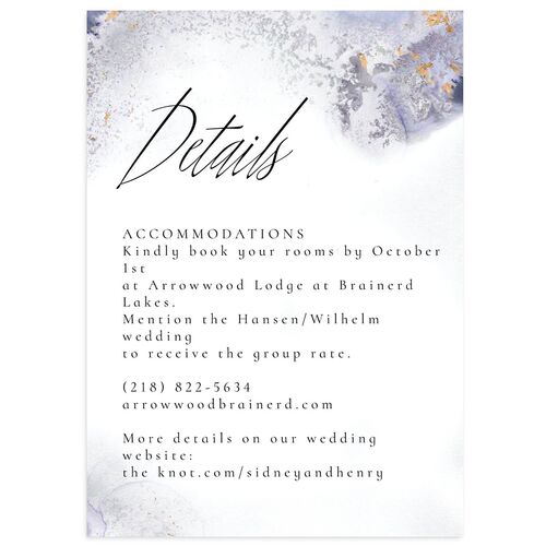 Painted Ethereal Wedding Enclosure Cards Jewel Purple Signature