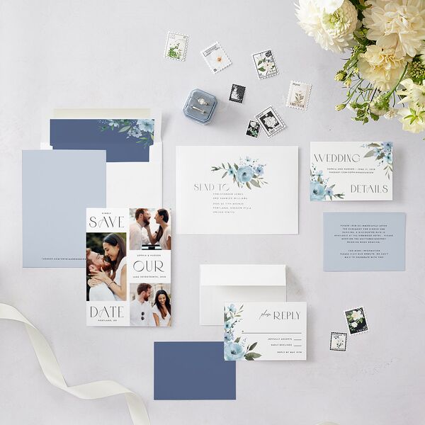 Beloved Union Save The Date Cards Ocean Signature smooth Blank No Standard