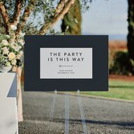 Blooming Botanical Standard Direction Sign Large Ink Blue Standard Indoor Foam Core L Direction