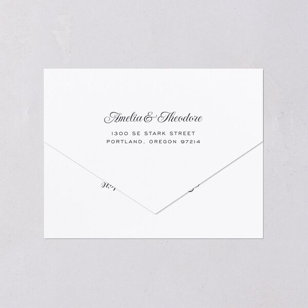 Romantic Vintage Luxury All-in-One Wedding Invitations Moody Blue Signature Light Both Recipient and Return Addresses No