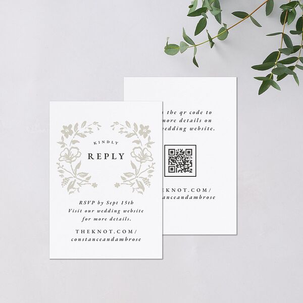 Luxury Wildflower QR Code RSVP Cards Pure White Signature Standard