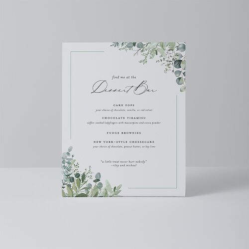 Gorgeous Greenery Menu Bended Tabletop Sign X-small Pure White Standard Plastic XS Tabletop Menu