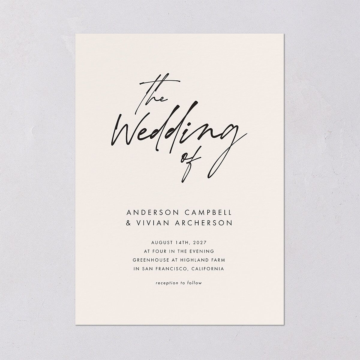 Simply Script Wedding Invitations Linen Signature Blank No Standard