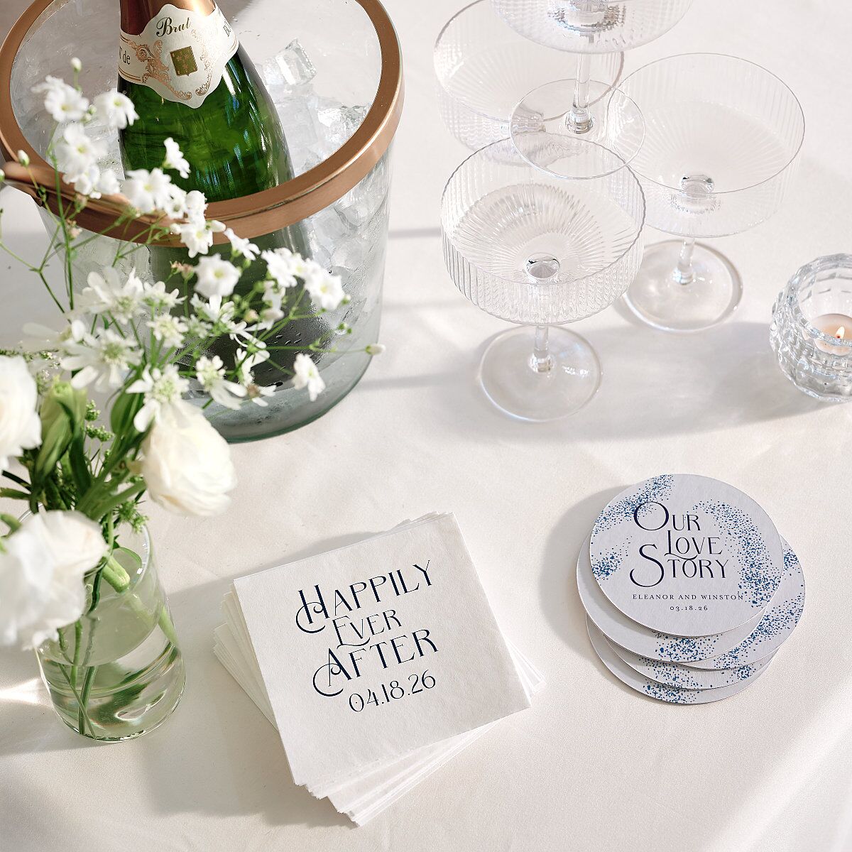 Be Our Guest Coasters Navy Cardboard Circle