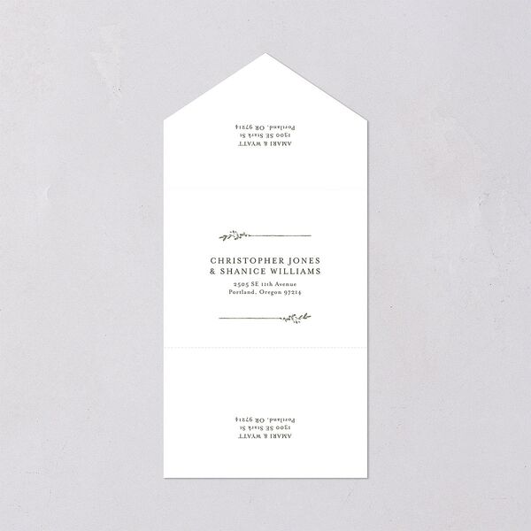Rustic Branch Frame All-in-One Wedding Invitations Pure White Signature Light Both Recipient and Return Addresses No