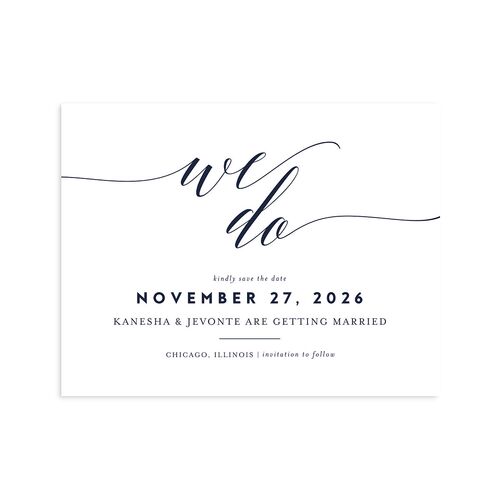 We Do Save the Date Petite Cards Navy Signature smooth Blank No Standard