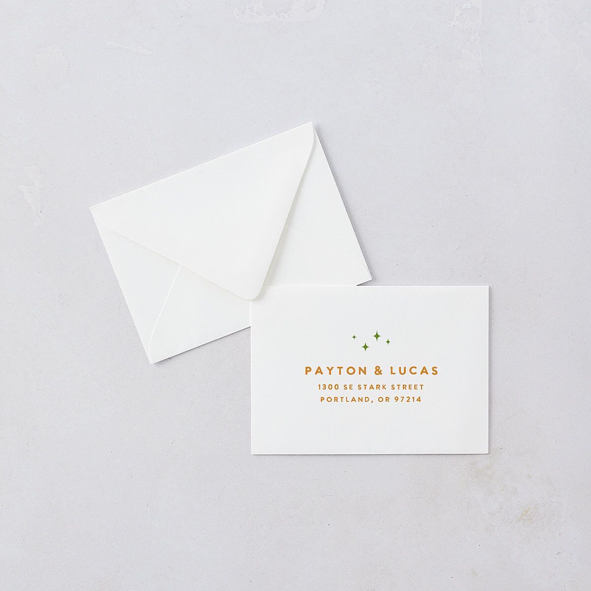 Colorful Retro Stripes Response Card Euro Envelopes White Sea Foam Return Address Luxe