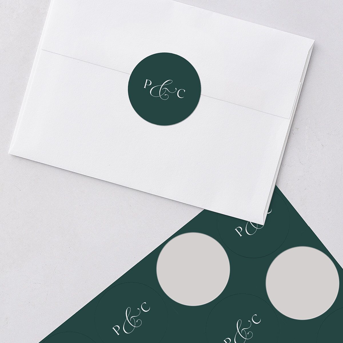 Glamorous Crown Monogram Crest Wedding Stickers by Bridgerton Deep Lake Circle