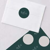 Glamorous Crown Monogram Crest Wedding Stickers by Bridgerton Deep Lake Circle
