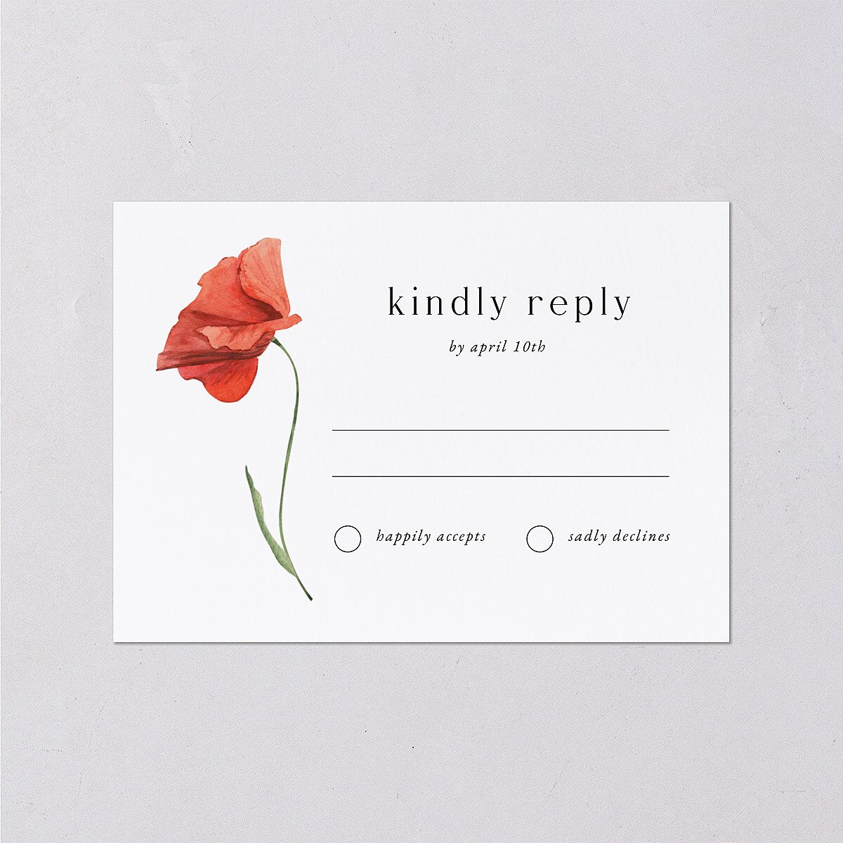 Wild Poppies Wedding Response Cards — view 1