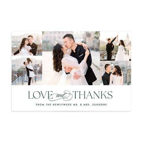 Married and Bright Wedding Gallery Thank You Postcards Emerald