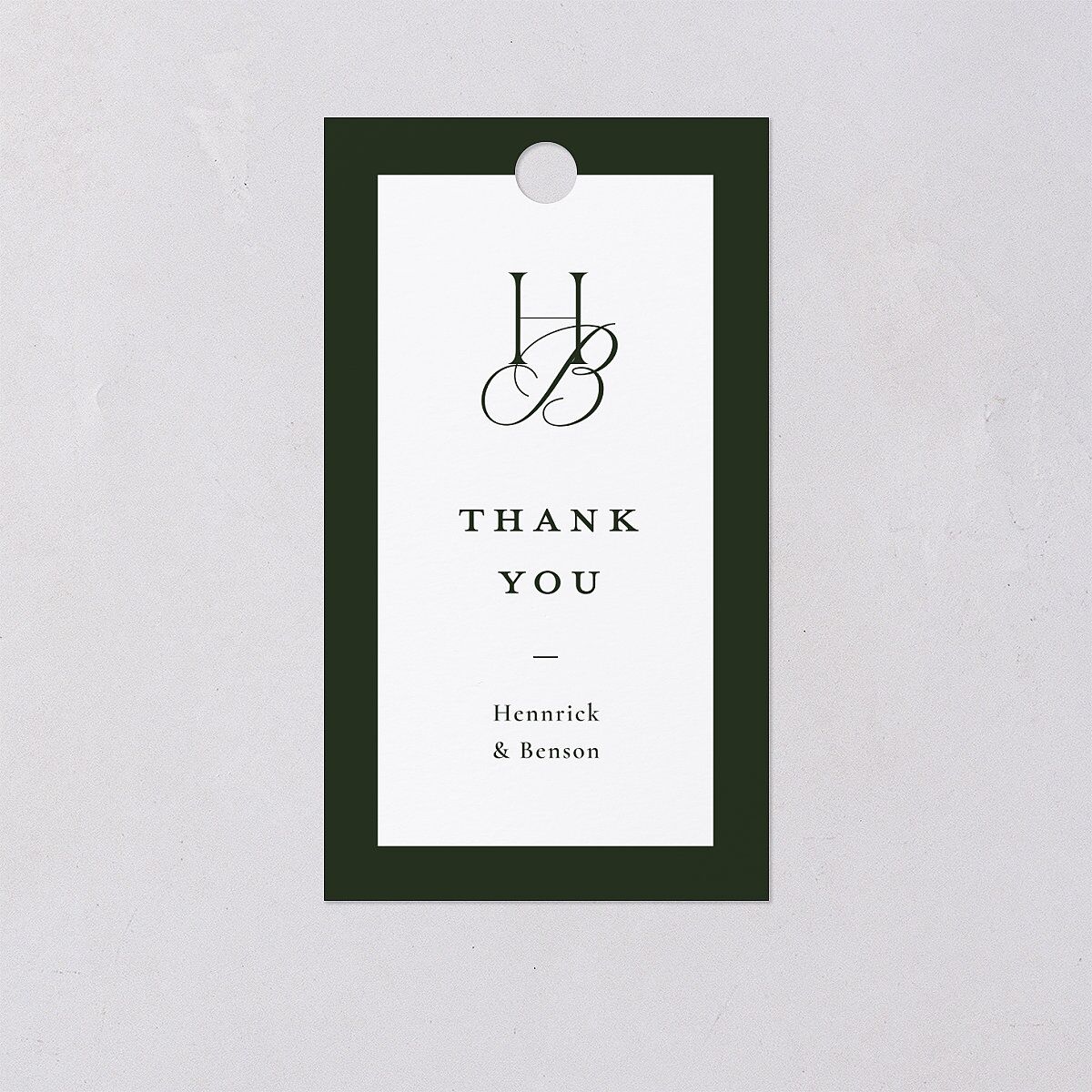 Refined Monogram Favor Gift Tags Dark Green Signature