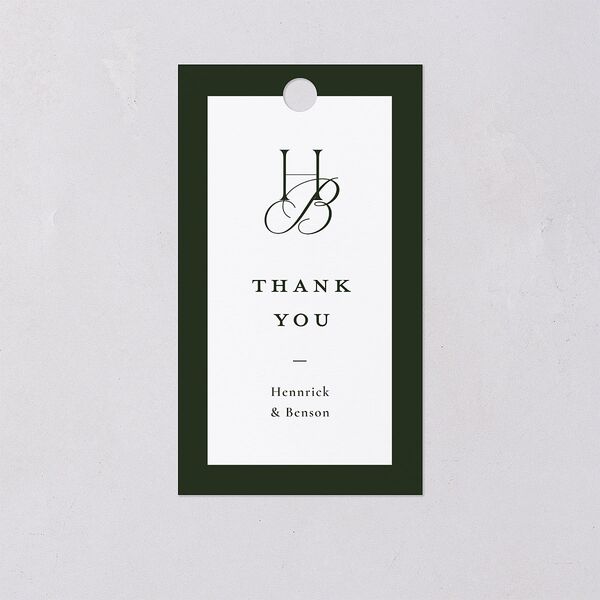 Refined Monogram Favor Gift Tags Dark Green Signature