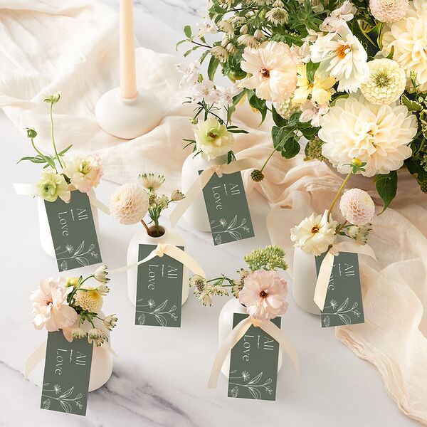 Simple Modern Wildflowers Favor Gift Tags Deep Olive Signature