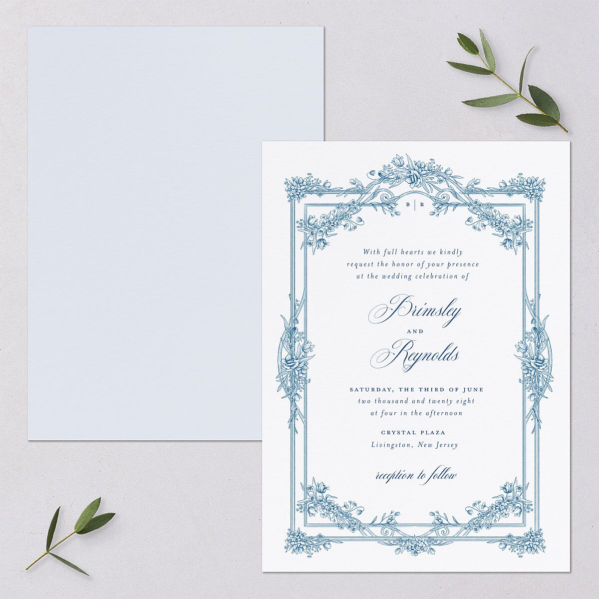 Elegant Antique Toile Frame Wedding Invitations by Bridgerton — view 1