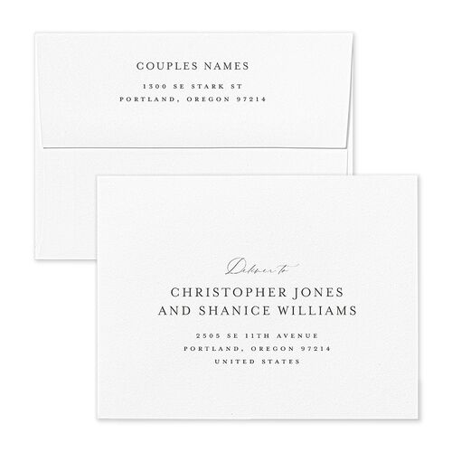 Southern Oak Tree Foil Thank You Card Envelopes Blue Standard Pure White Both Recipient and Return Addresses Signature