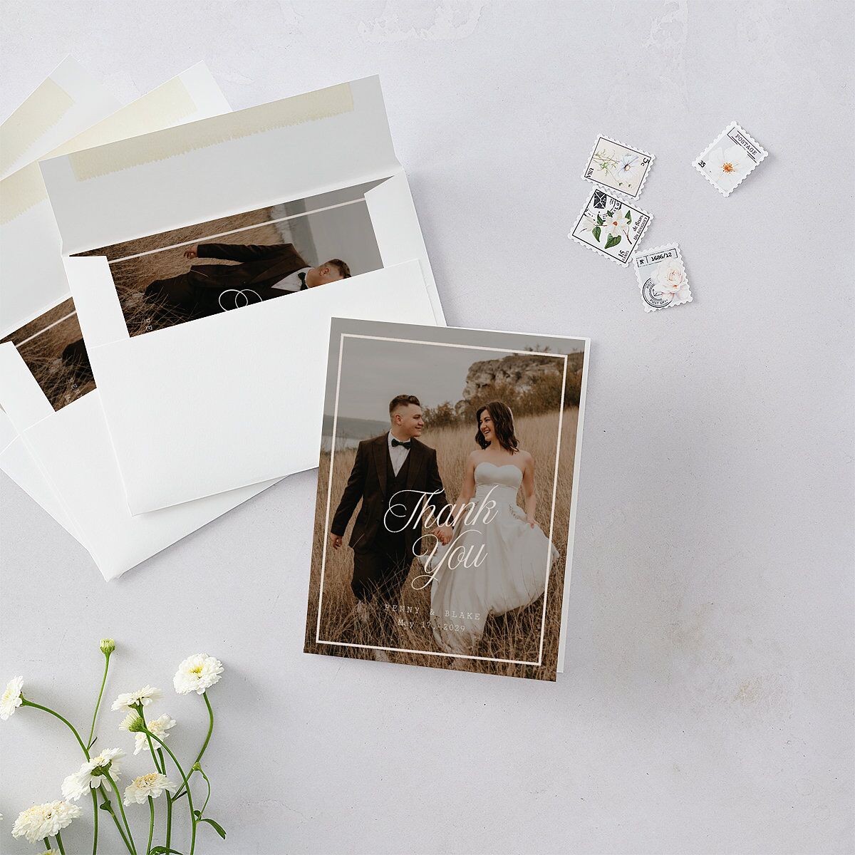 Vintage Script Thank You Cards Midnight