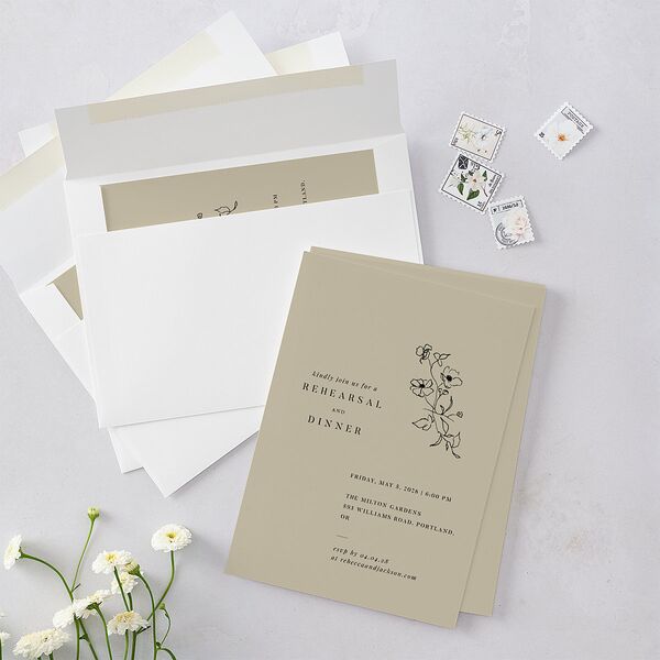 Elegant Minimal Rehearsal Dinner Invitations Champagne Signature Blank Standard