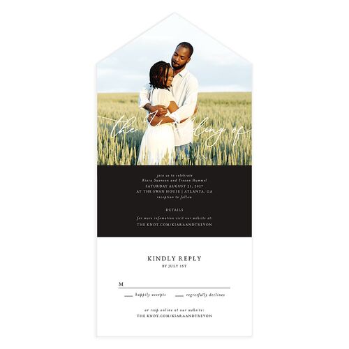 Romantic Photo All-in-One Wedding Invitations Midnight Signature Light Both Recipient and Return Addresses No